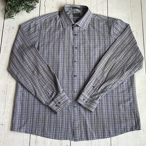 Men’s Slim Fit Purple Plaid Button Down Shirt